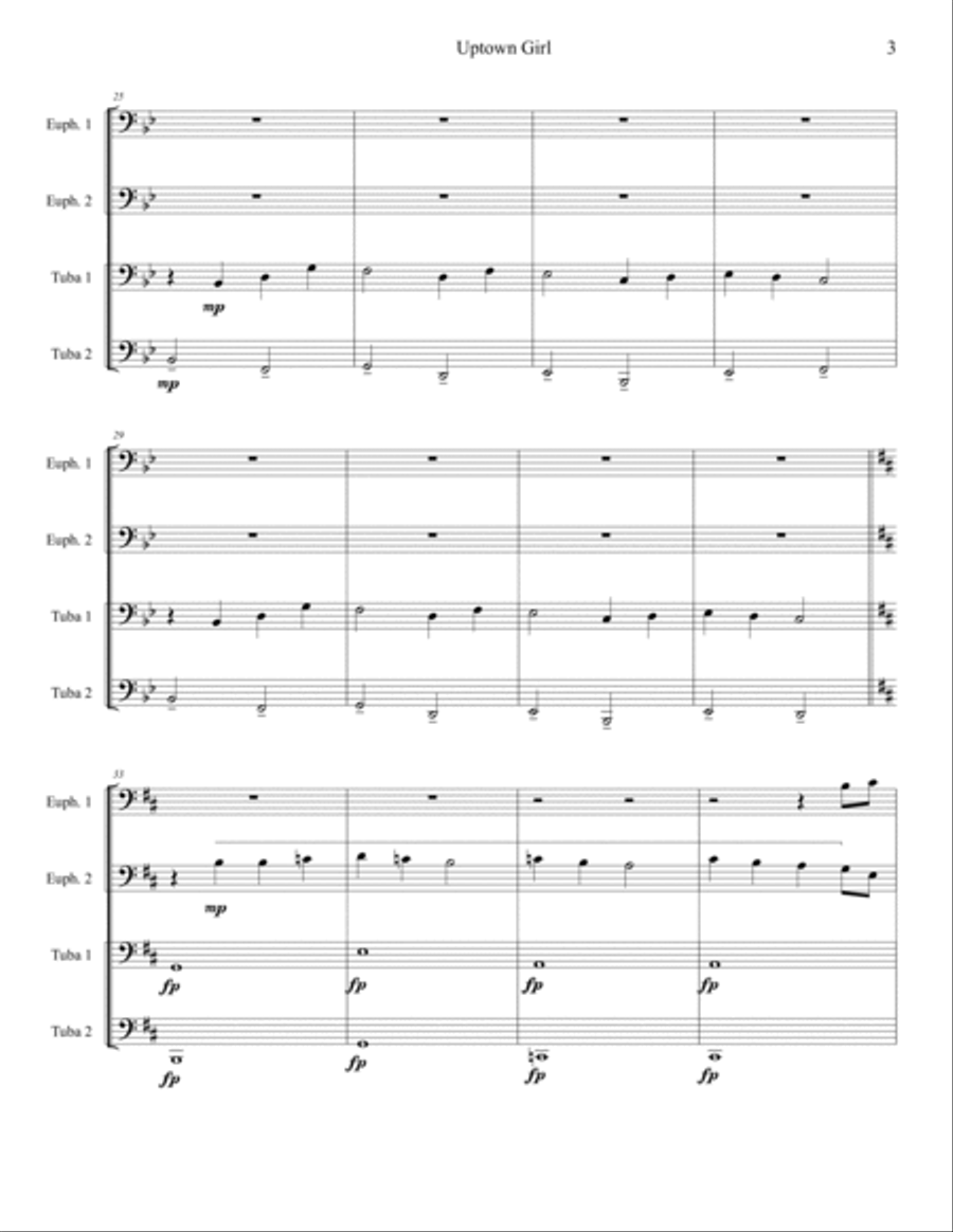 Uptown Girl Brass Quartet scores gallery preview page 3