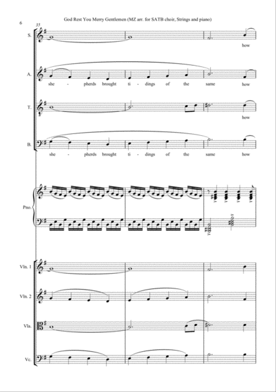 GOD REST YOU MERRY GENTLEMEN, for SATB choir, strings and piano 4-Part scores gallery preview page 6