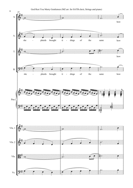 GOD REST YOU MERRY GENTLEMEN, for SATB choir, strings and piano image number null