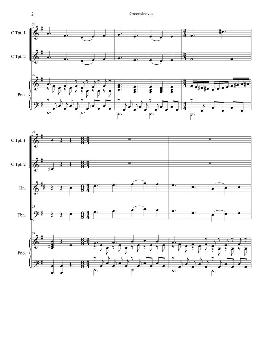 Greensleeves (for Brass Quartet and Piano) Brass Quartet scores gallery preview page 2