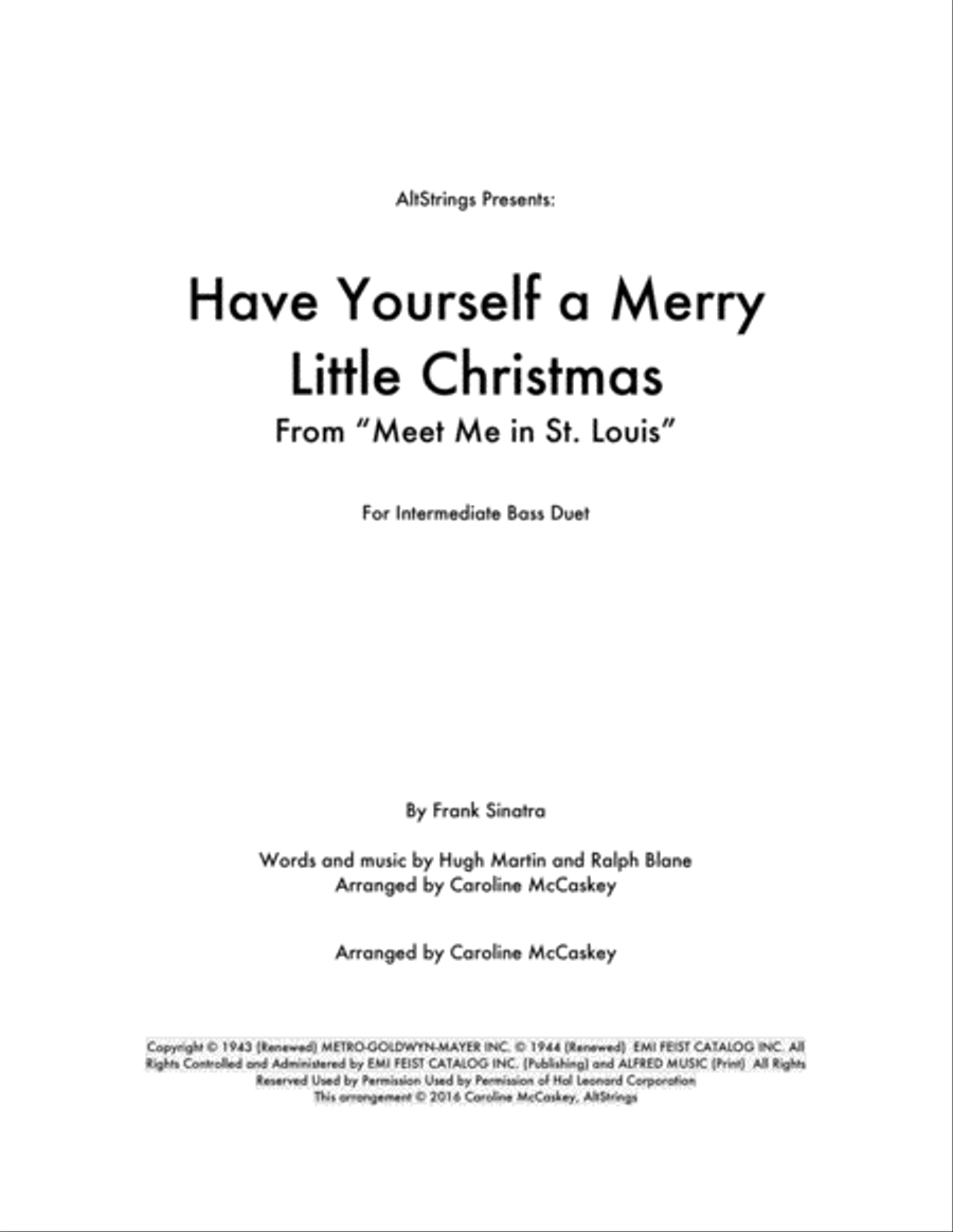 Have Yourself A Merry Little Christmas from MEET ME IN ST. LOUIS String Duet scores gallery preview page 1
