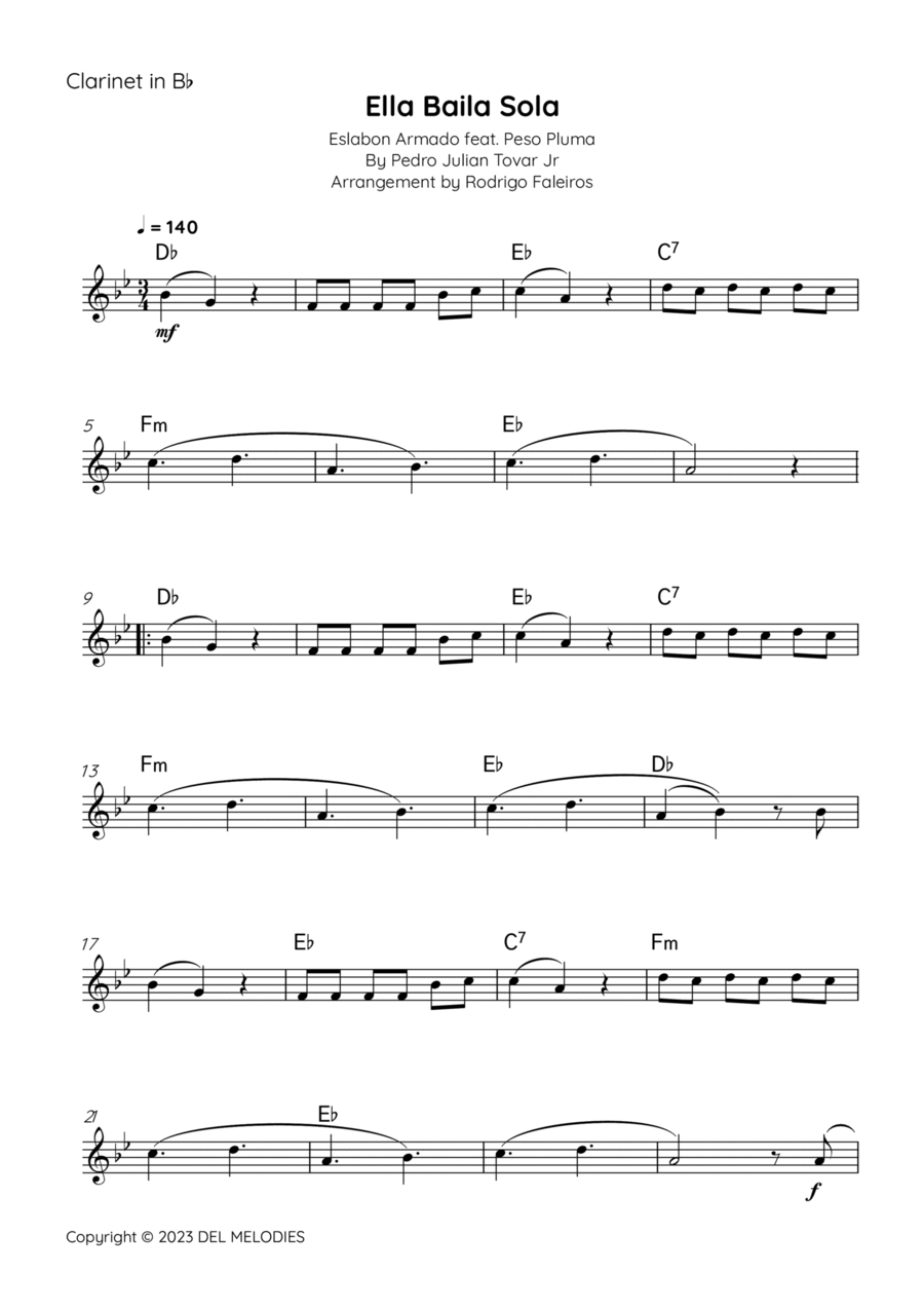 Ella Baila Sola B-Flat Clarinet scores gallery preview page 1