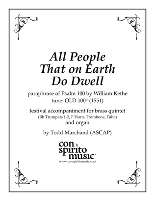All People That on Earth Do Dwell (Old 100th) — festival hymn accompaniment for organ, brass quintet