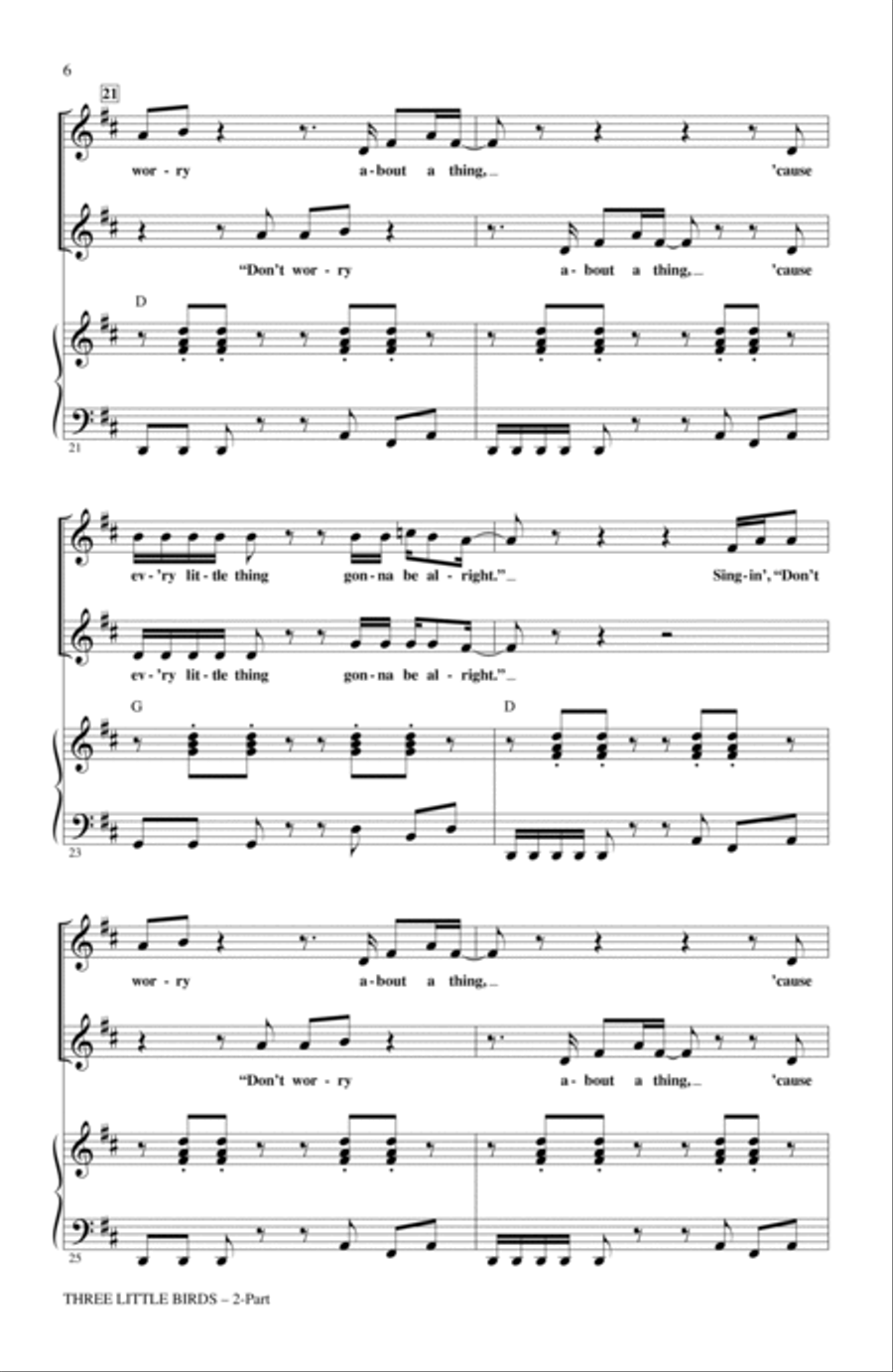 Three Little Birds (arr. Audrey Snyder) 2-Part scores gallery preview page 4