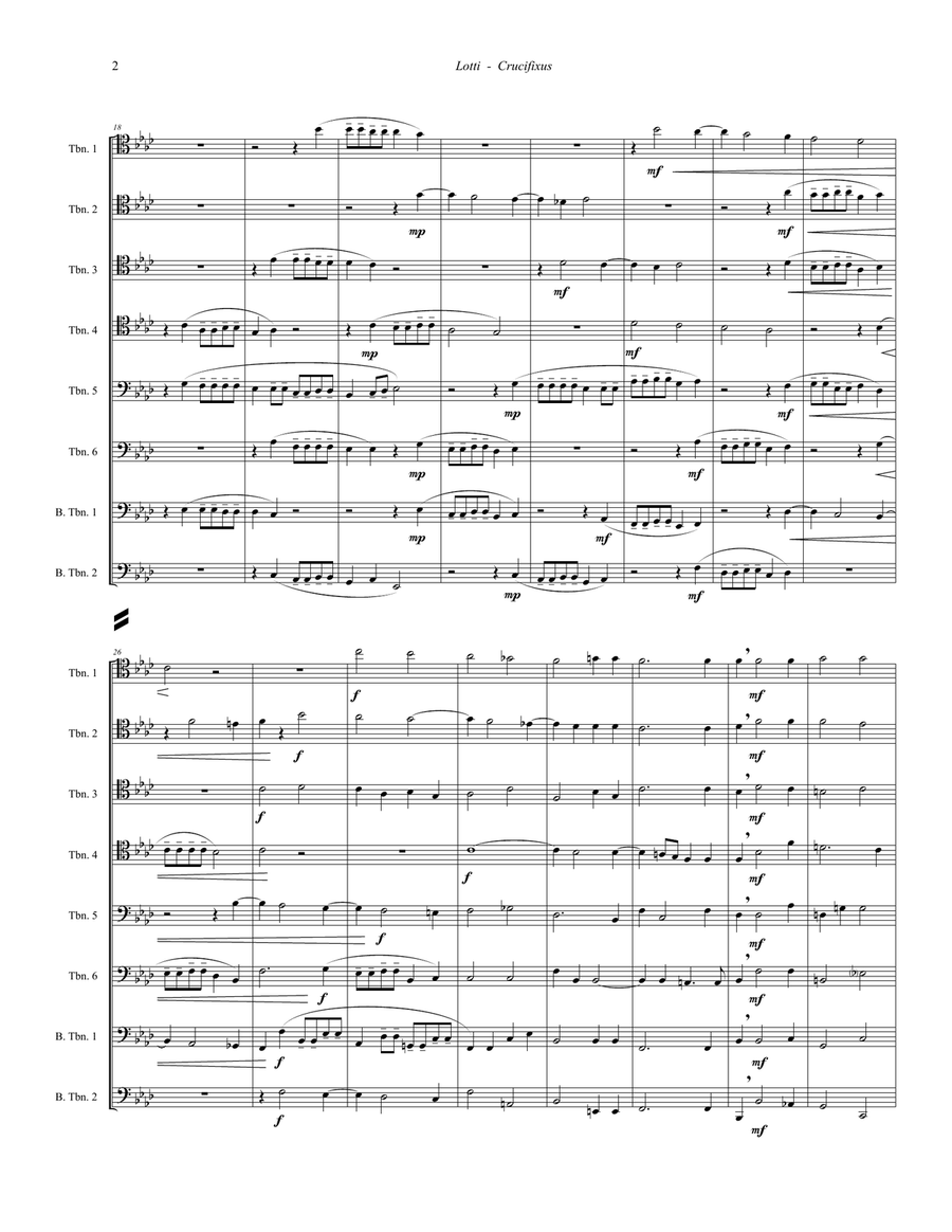 Crucifixus for 8-part Trombone ensemble Brass Ensemble scores gallery preview page 2
