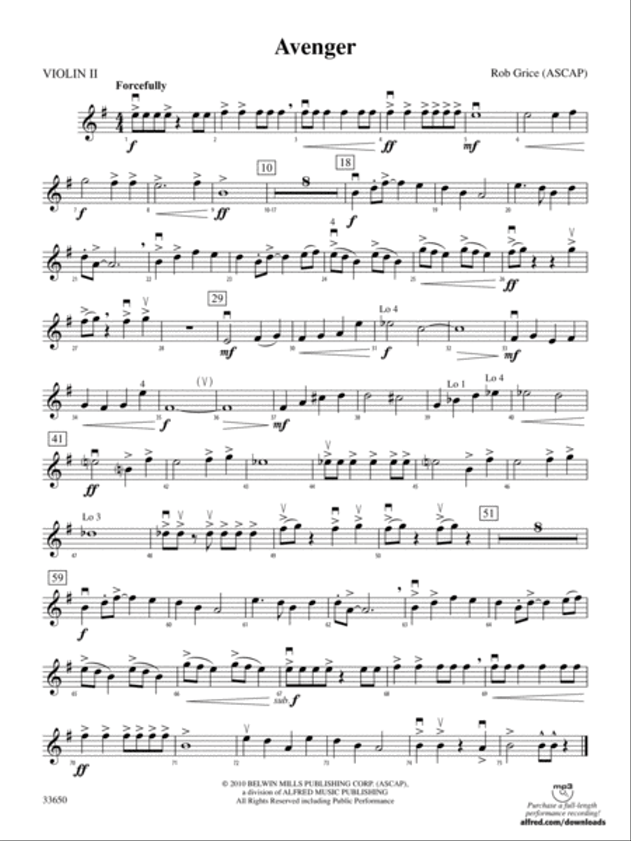 Avenger: 2nd Violin String Orchestra scores gallery preview page 1