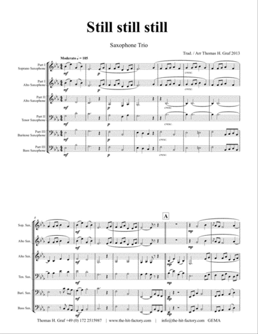 Still Still Still - Christmas song - Saxophone Trio Woodwind Trio scores gallery preview page 1