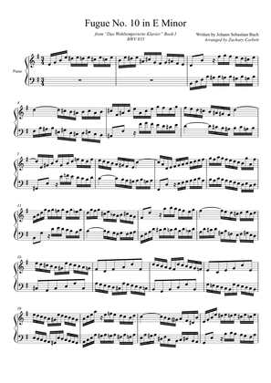 Fugue No. 10 BWV 855 in E Minor
