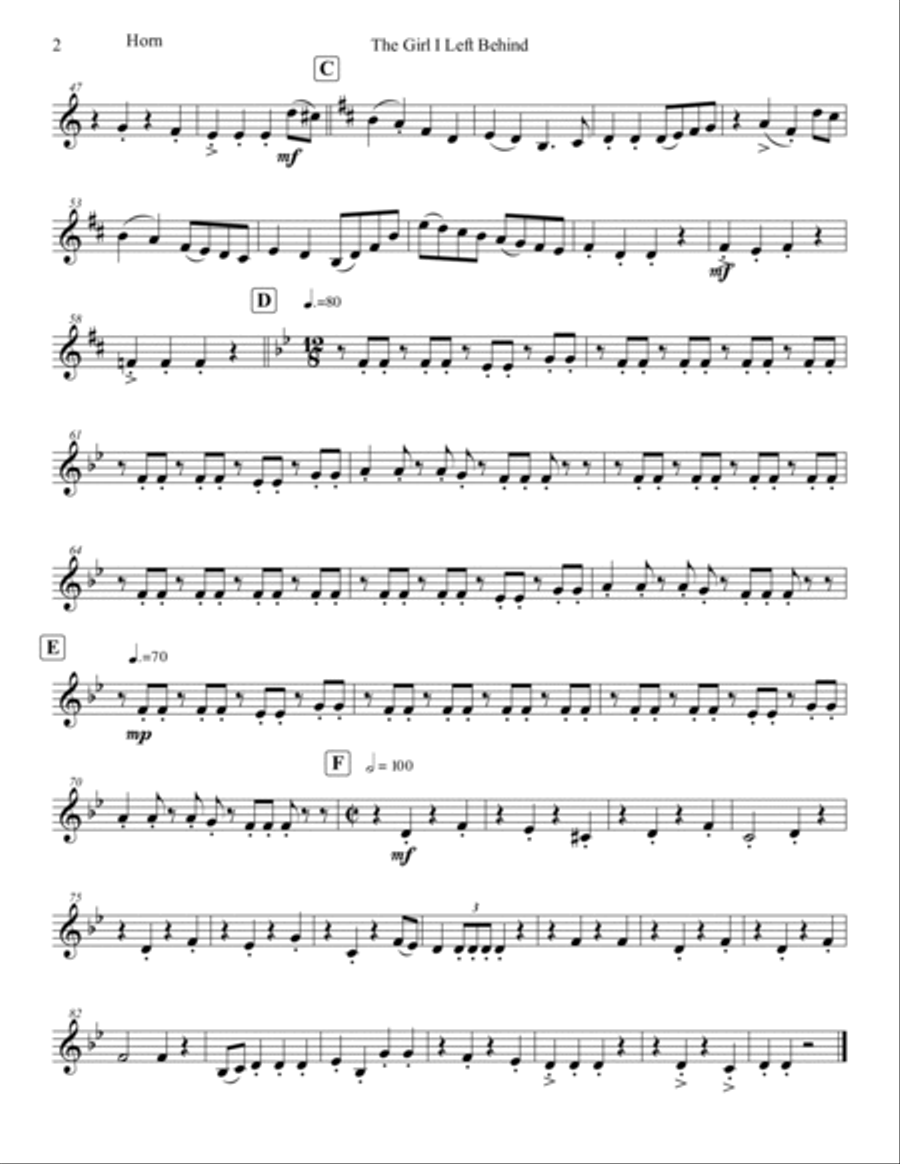 The Girl I left Behind Brass Ensemble scores gallery preview page 2