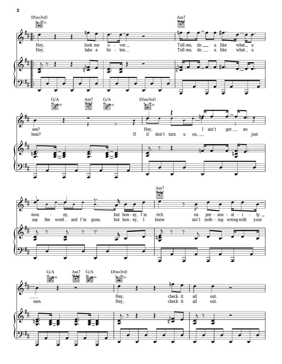 Baby I'm A Star Piano, Vocal, Guitar scores gallery preview page 2
