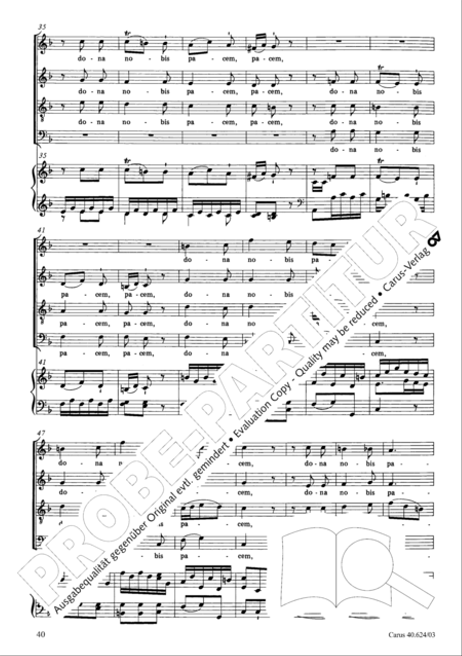 Missa brevis in F major 4-Part scores gallery preview page 41