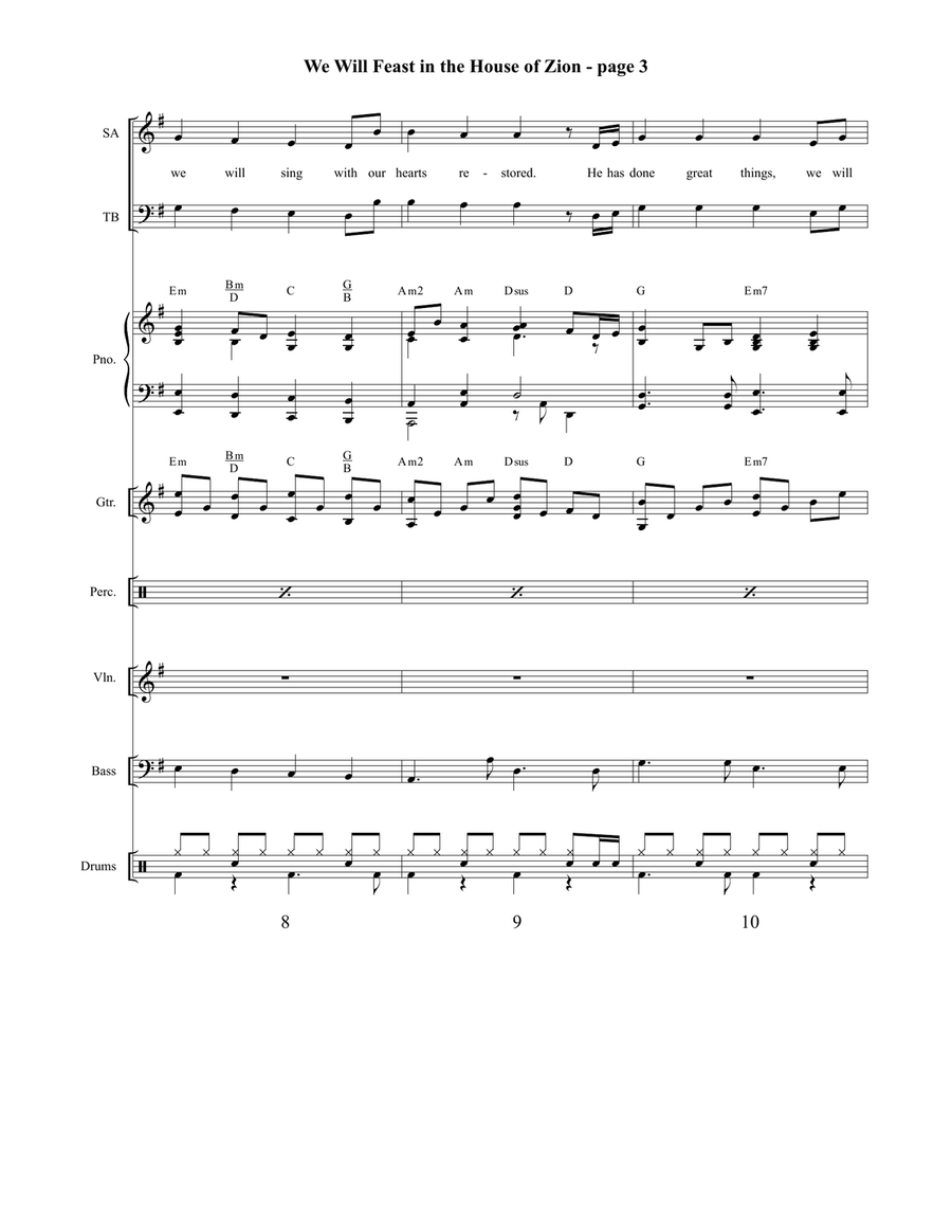 We Will Feast in the House of Zion Orchestration 4-Part scores gallery preview page 4