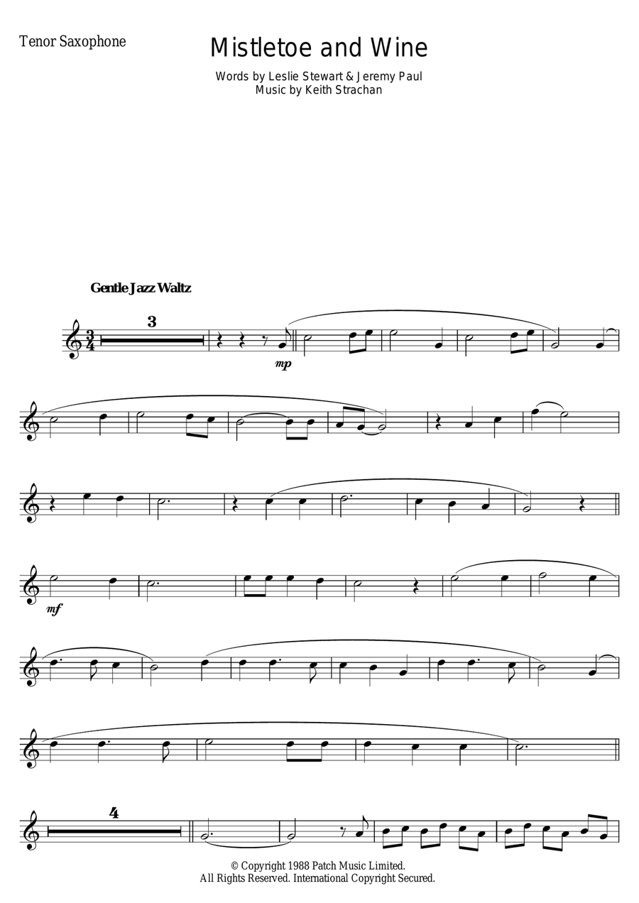 Mistletoe And Wine Mistletoe And Wine Tenor Saxophone scores gallery preview page 1