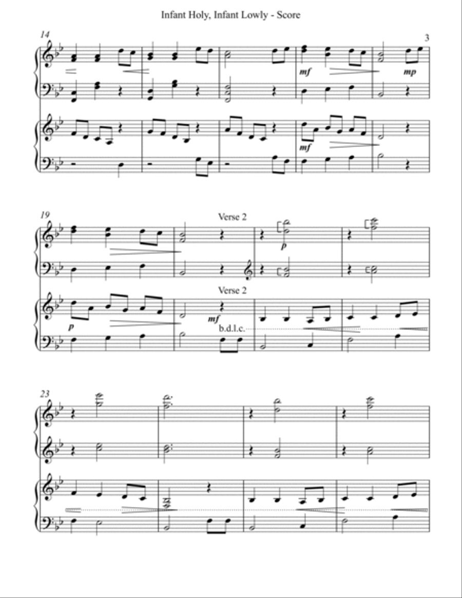 Infant Holy, Infant Lowly, Harp Duet Celtic Harp scores gallery preview page 3