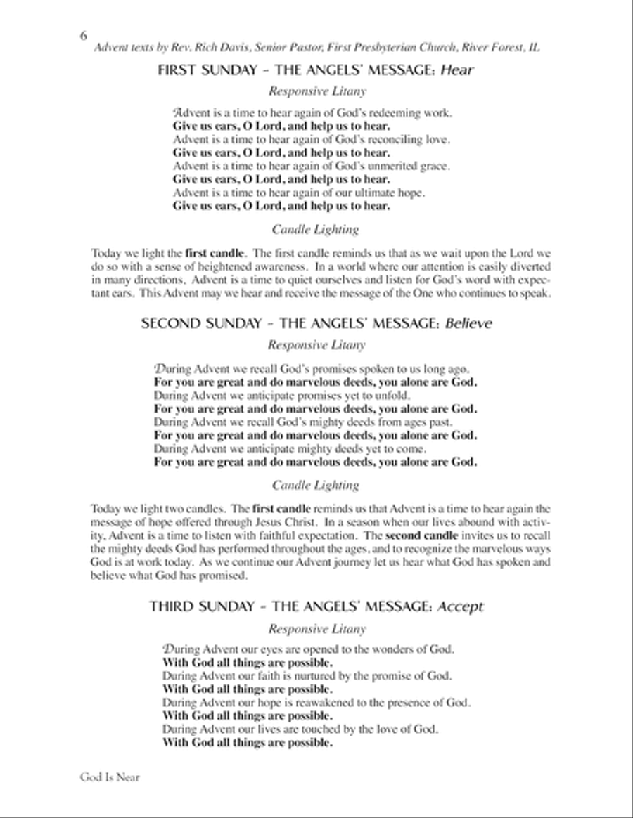 God Is Near (A Candle Lighting Ceremony for Advent) 4-Part scores gallery preview page 6