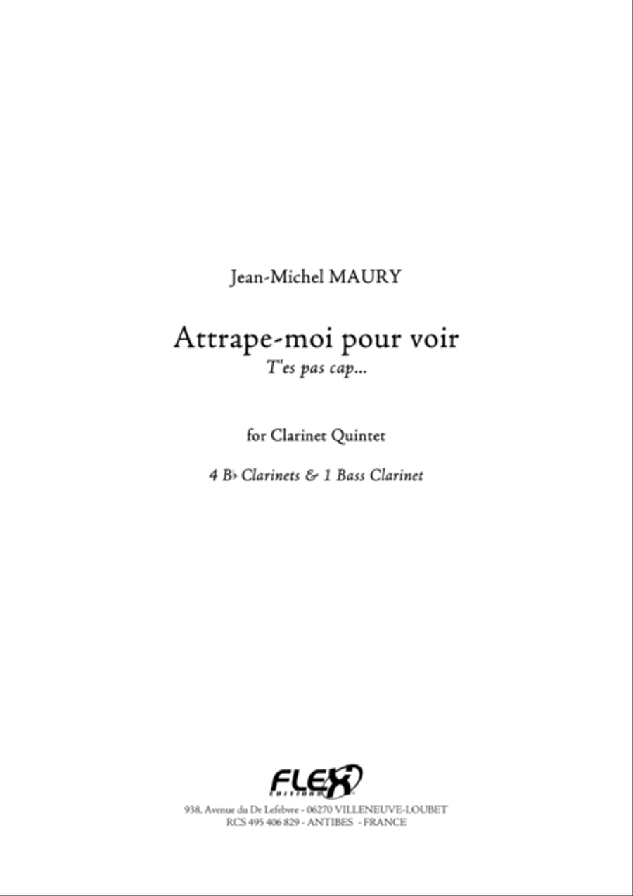 Attrape-moi pour Voir Clarinet Quintet scores gallery preview page 1