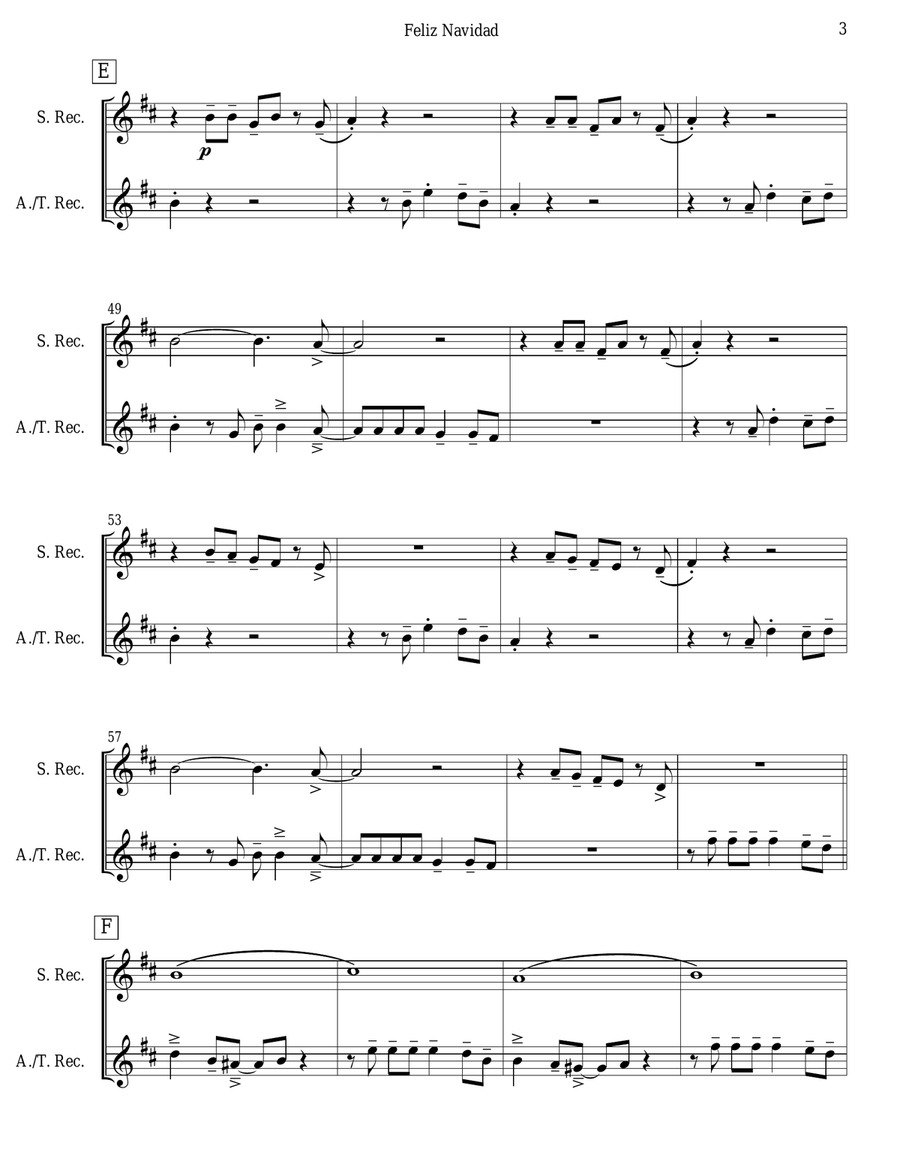 Feliz Navidad Feliz Navidad Woodwind Duet scores gallery preview page 3
