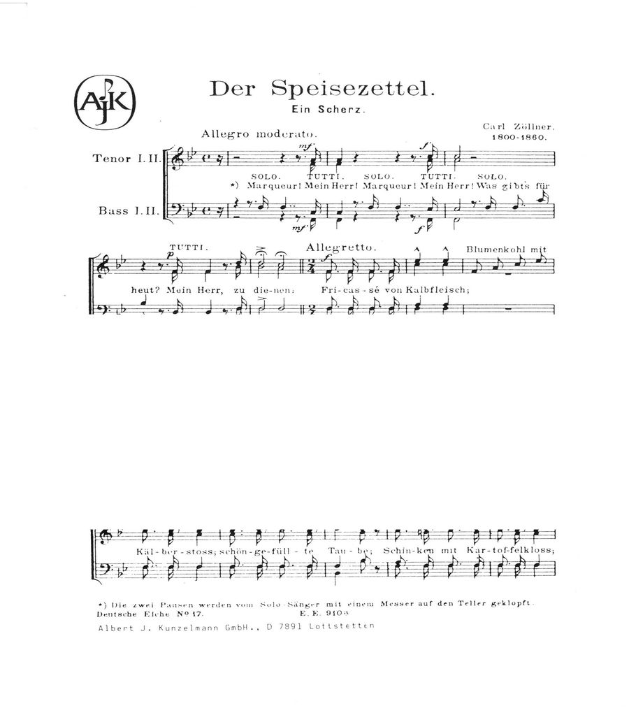 Der Speisezettel (The menu)