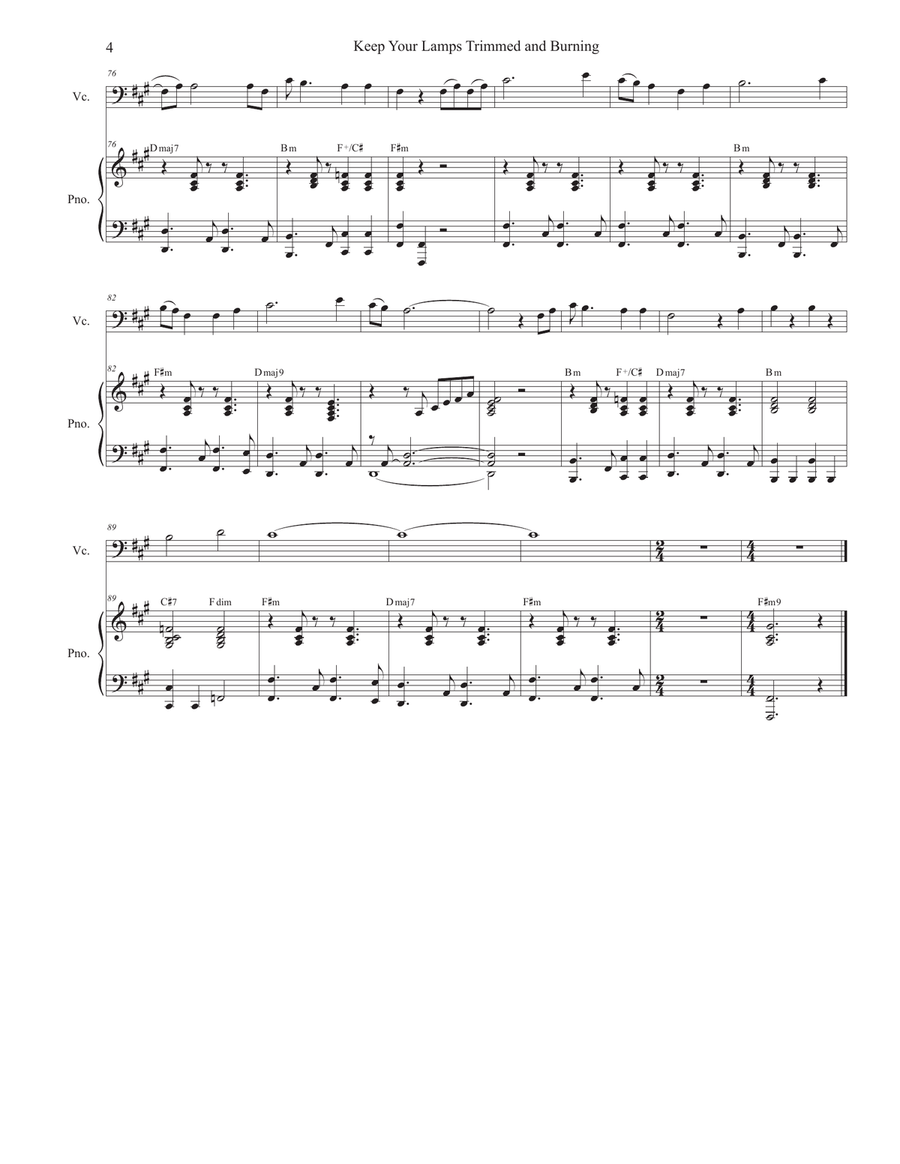 Keep Your Lamps Trimmed And Burning (Cello solo and Piano) Piano scores gallery preview page 4
