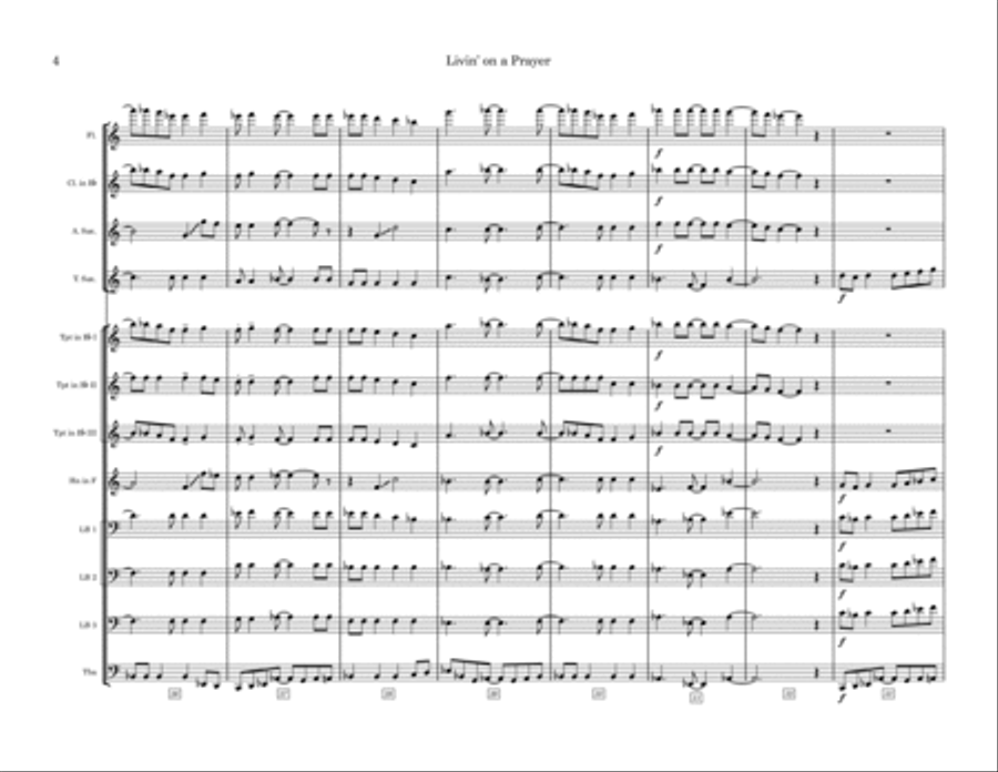 Livin' On A Prayer Marching Band scores gallery preview page 4