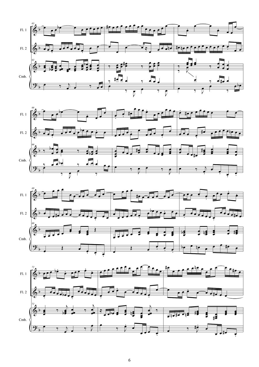 Bach - Double Concerto in D minor BWV1043 for Two Flutes and Cembalo or Piano Flute Duet scores gallery preview page 6