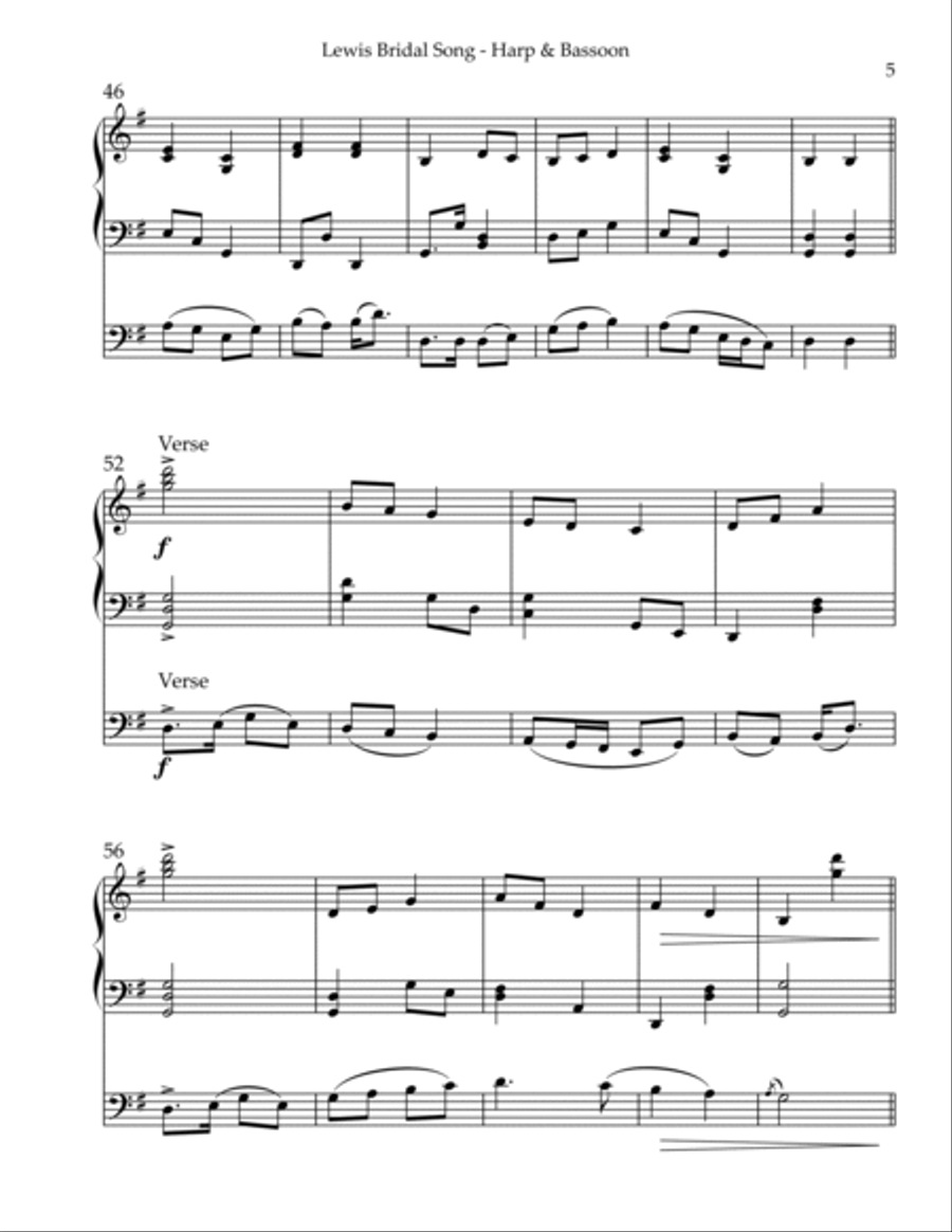 Lewis Bridal Song/Mairi’s Wedding, Duet for Bassoon & Harp Bassoon scores gallery preview page 5