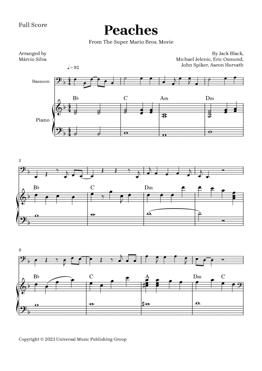 Peaches Bassoon scores gallery preview page 1