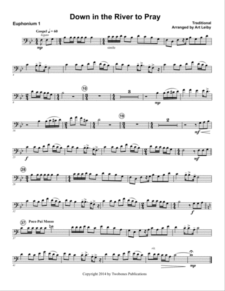 Down in the River to Pray Brass Ensemble scores gallery preview page 3