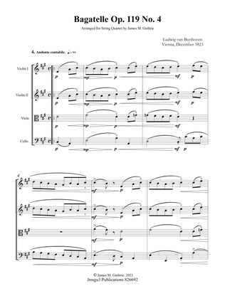 Beethoven: Bagatelle: Op. 119 No. 4 for String Quartet