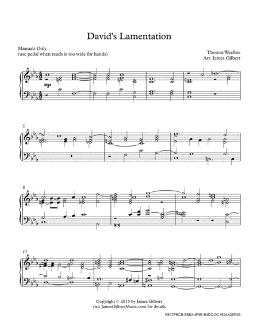 David's Lamentation Organ Solo scores gallery preview page 2
