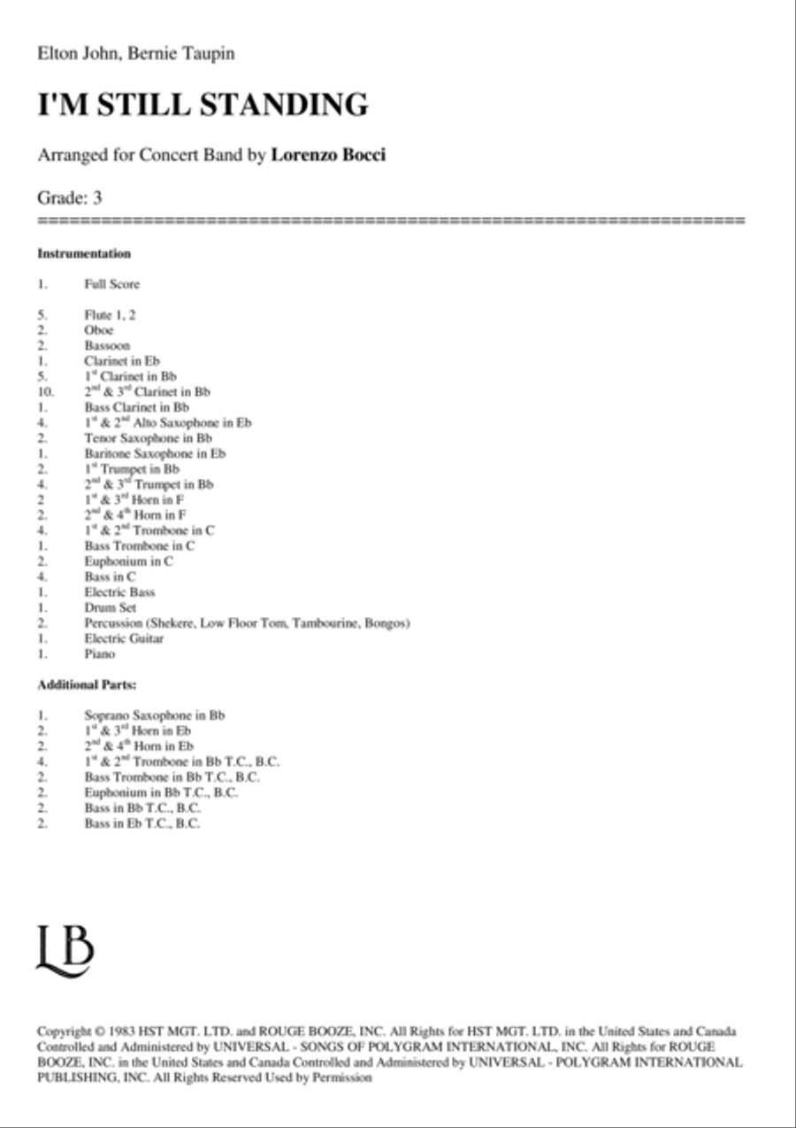 I'm Still Standing Concert Band scores gallery preview page 2