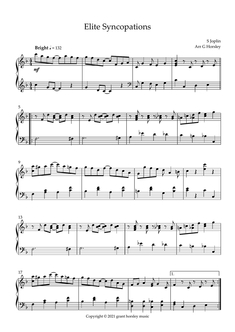 Elite Syncopations S. Joplin- Solo Piano Simplified version-intermediate Piano Method scores gallery preview page 2