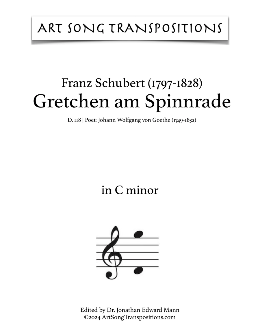 SCHUBERT: Gretchen am Spinnrade, D. 118 (transposed to C minor) Piano, Vocal scores gallery preview page 1