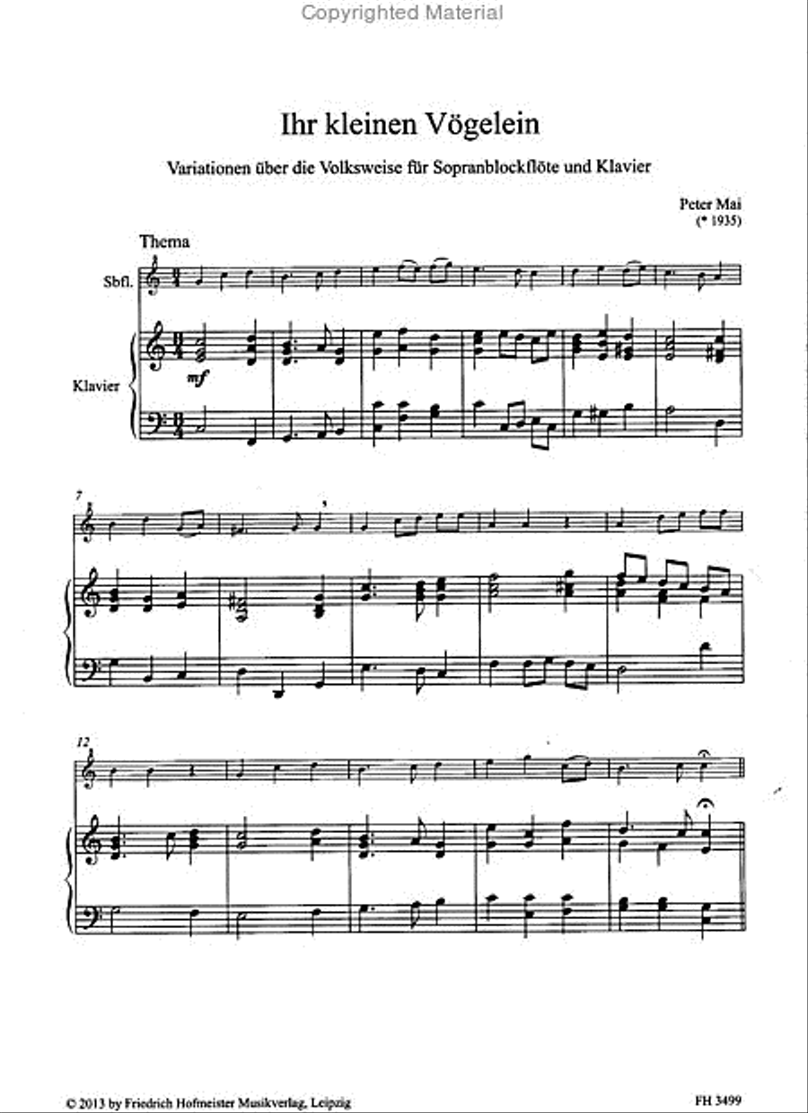 Ihr kleinen Vögelein Soprano Recorder scores gallery preview page 2