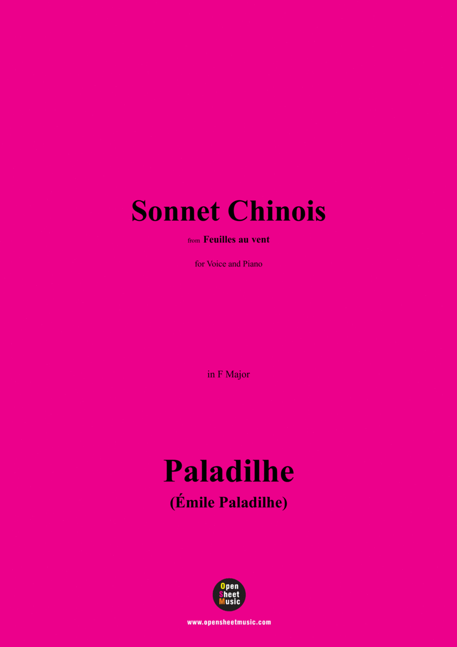 Paladilhe-Sonnet Chinois,in F Major Voice scores gallery preview page 1