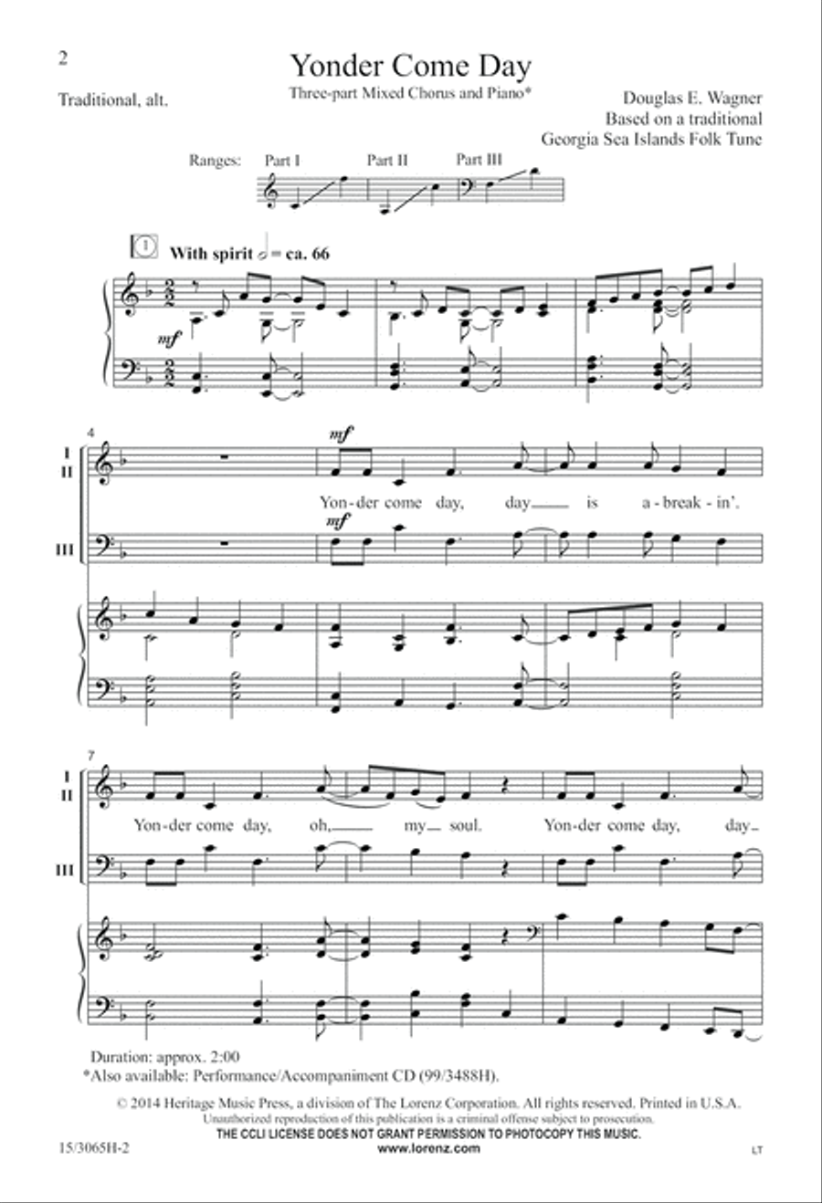 Yonder Come Day Yonder Come Day 3-Part scores gallery preview page 3