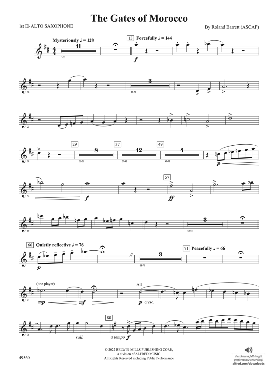 The Gates of Morocco: E-flat Alto Saxophone Concert Band scores gallery preview page 1