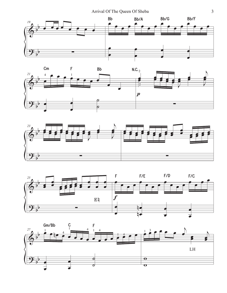 Arrival Of The Queen Of Sheba - Handel (Solo Harp Arrangement) Harp scores gallery preview page 3