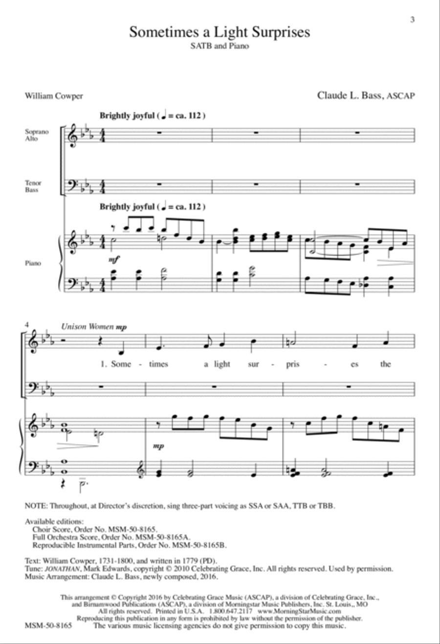 Sometimes a Light Surprises 4-Part scores gallery preview page 2