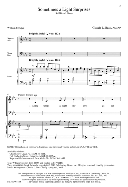 Sometimes a Light Surprises (Downloadable Choral Score)