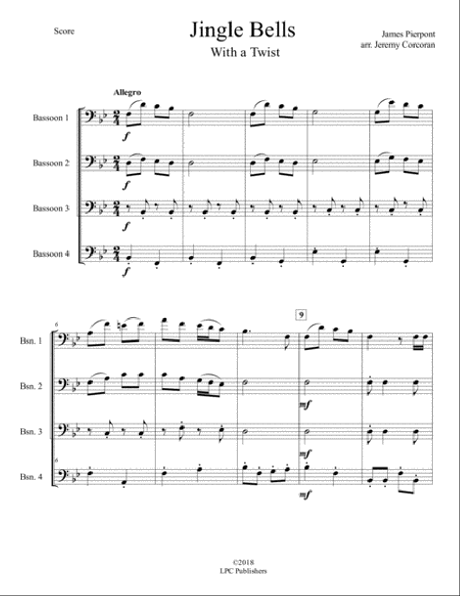 Jingle Bells with a Twist for Bassoon Quartet Woodwind Quartet scores gallery preview page 2
