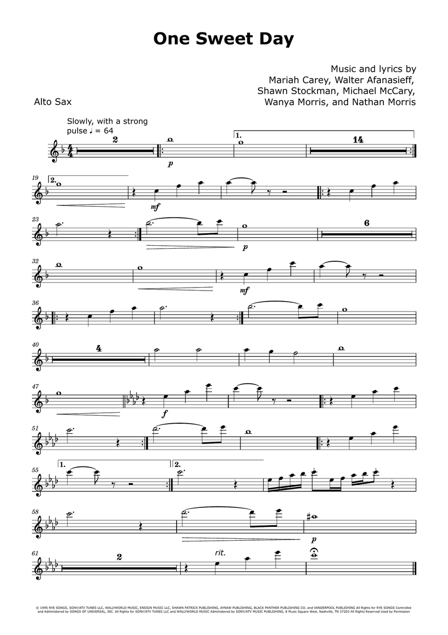 One Sweet Day Alto Saxophone scores gallery preview page 1