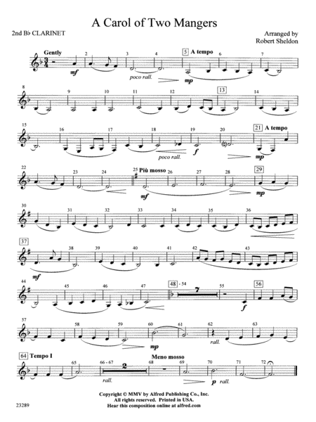 A Carol of Two Mangers: 2nd B-flat Clarinet