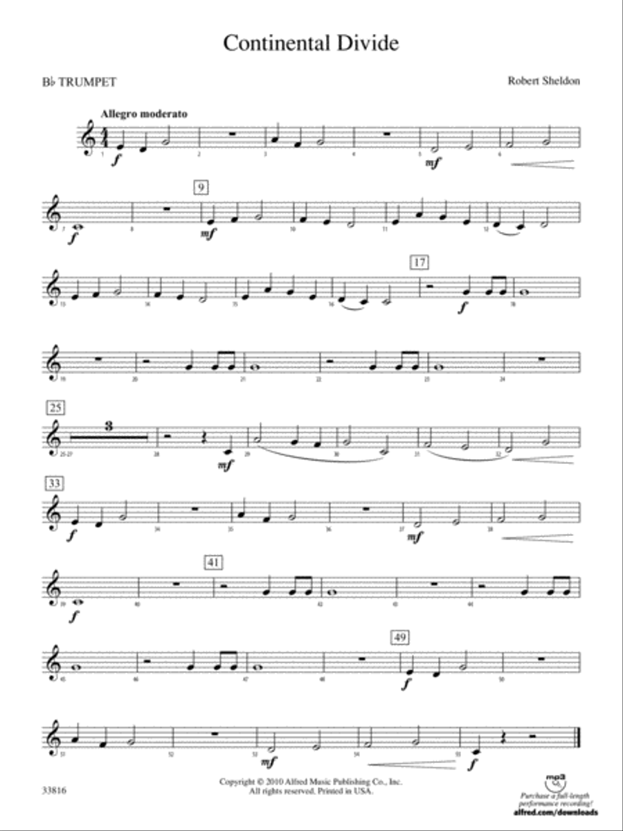 Continental Divide: 1st B-flat Trumpet Concert Band scores gallery preview page 1
