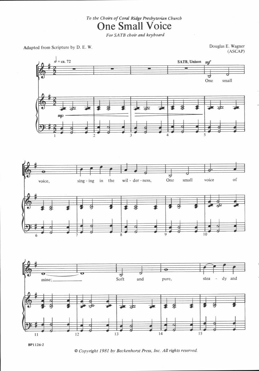 One Small Voice 4-Part scores gallery preview page 2