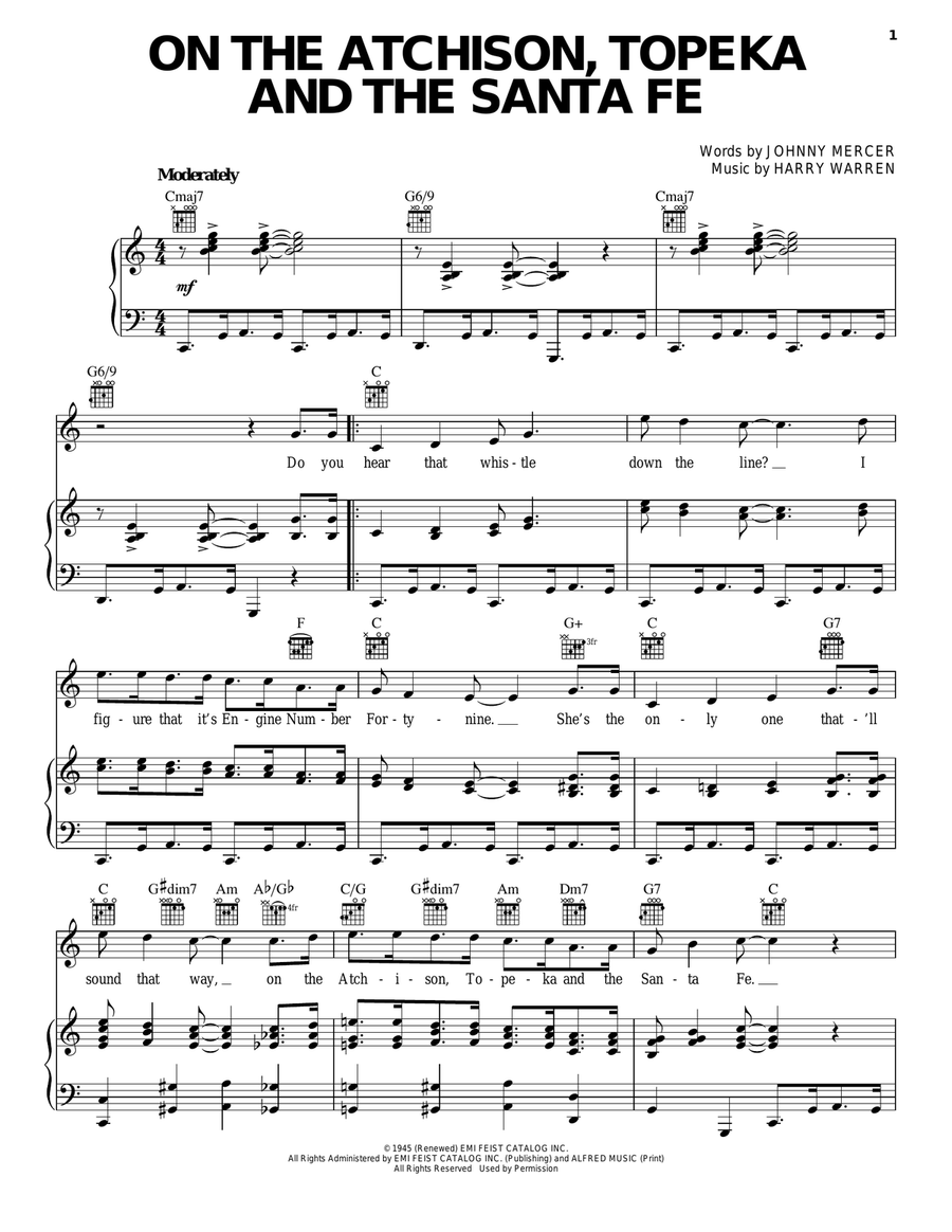On The Atchison, Topeka And The Santa Fe Guitar scores gallery preview page 1