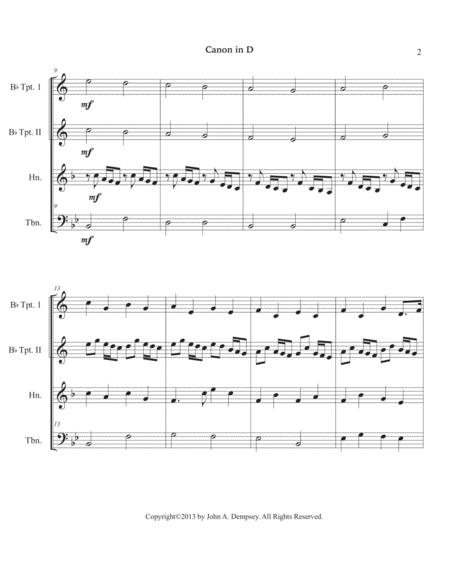 Canon in D (Brass Quartet): Two Trumpets, Horn in F and Trombone image number null