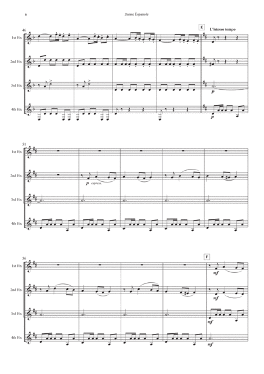 Spanish Dance from Swan Lake for French Horn Quartet Spanish Dance from Swan Lake for French Horn Quartet French Horn Quartet scores gallery preview page 6