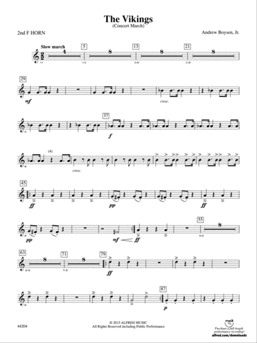 The Vikings: 2nd F Horn The Vikings: 2nd F Horn Concert Band scores gallery preview page 1
