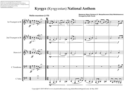 Kyrgyz (Kyrgyzstan) National Anthem for Brass Quintet image number null